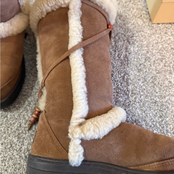 UGG Brown and Cream Shearling Boots - Picture 5 of 9